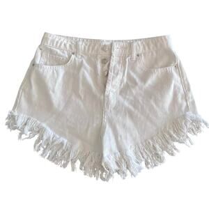 Wild Fable White Denim Fringe Shorts Women’s Size 4 Distressed Raw Hem